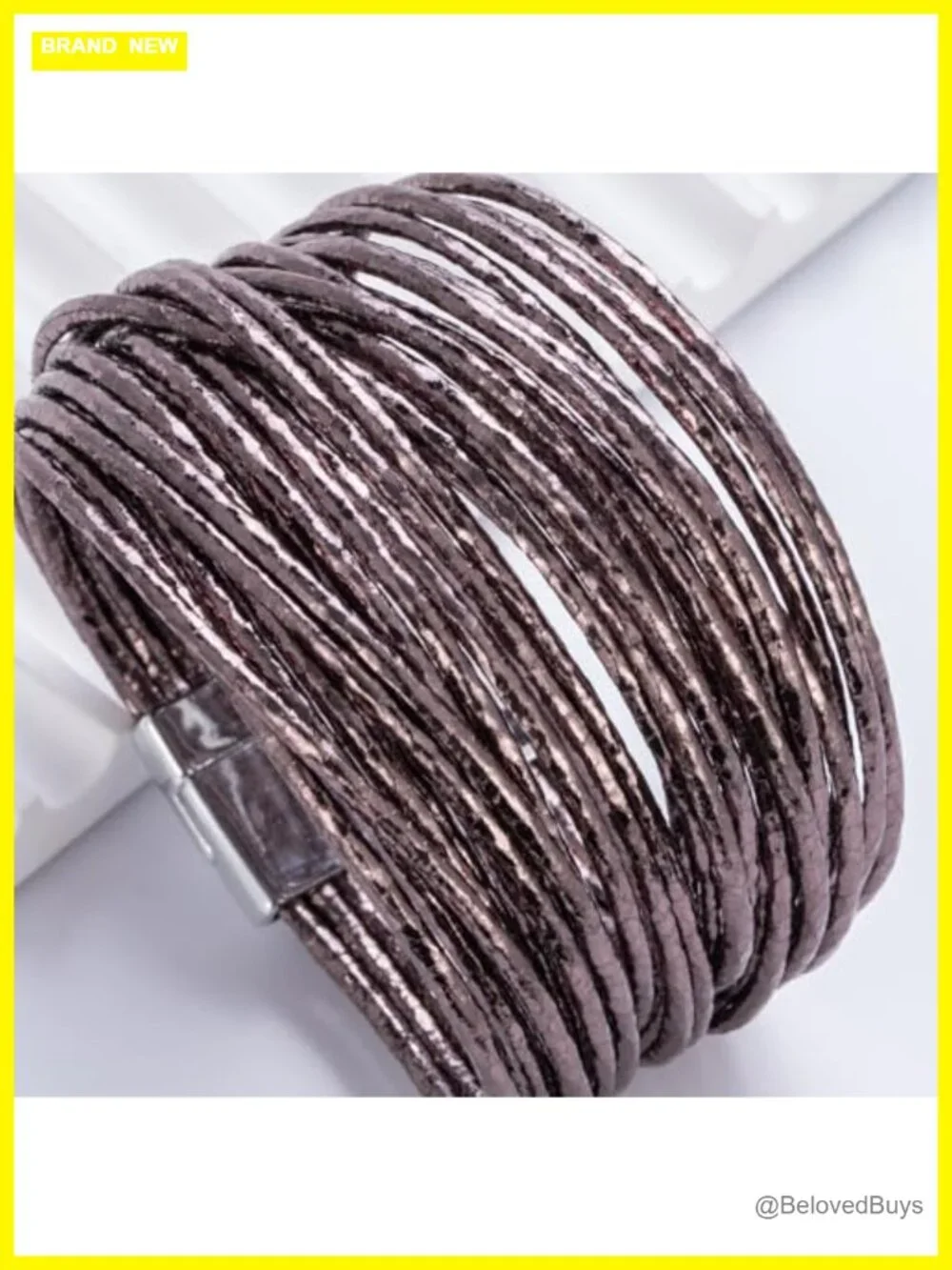 Layered Boho Chunky Wrap Bracelet Stackable Faux Leather Magnetic Clasp